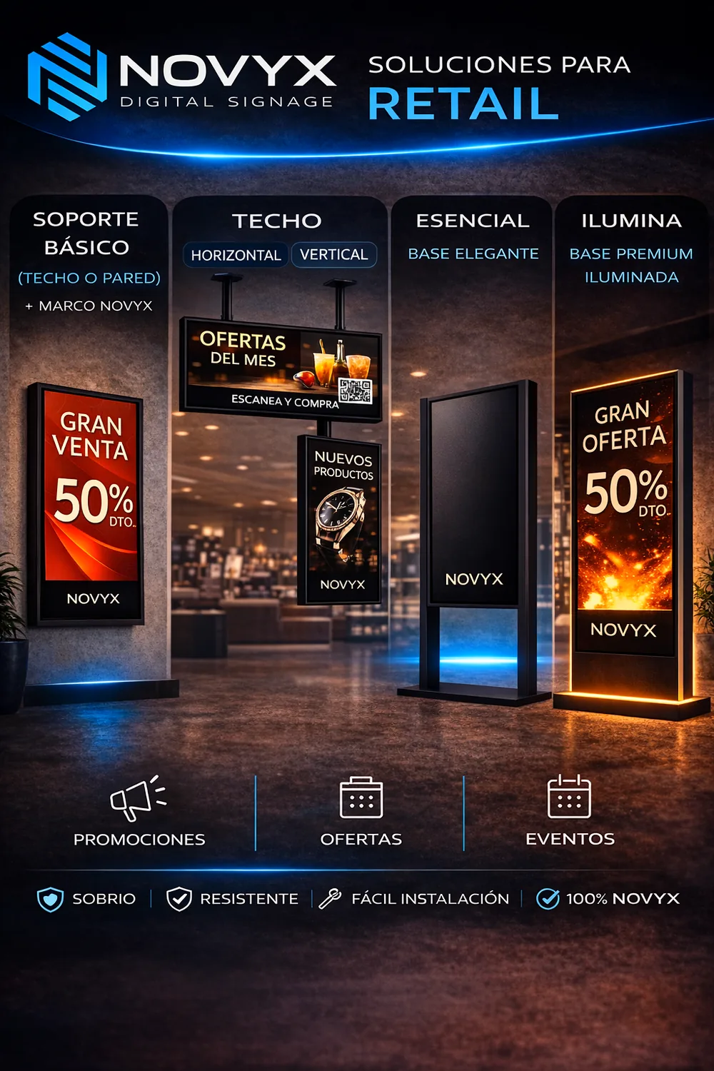 Tótems y pantallas DINOVYX para promociones de retail